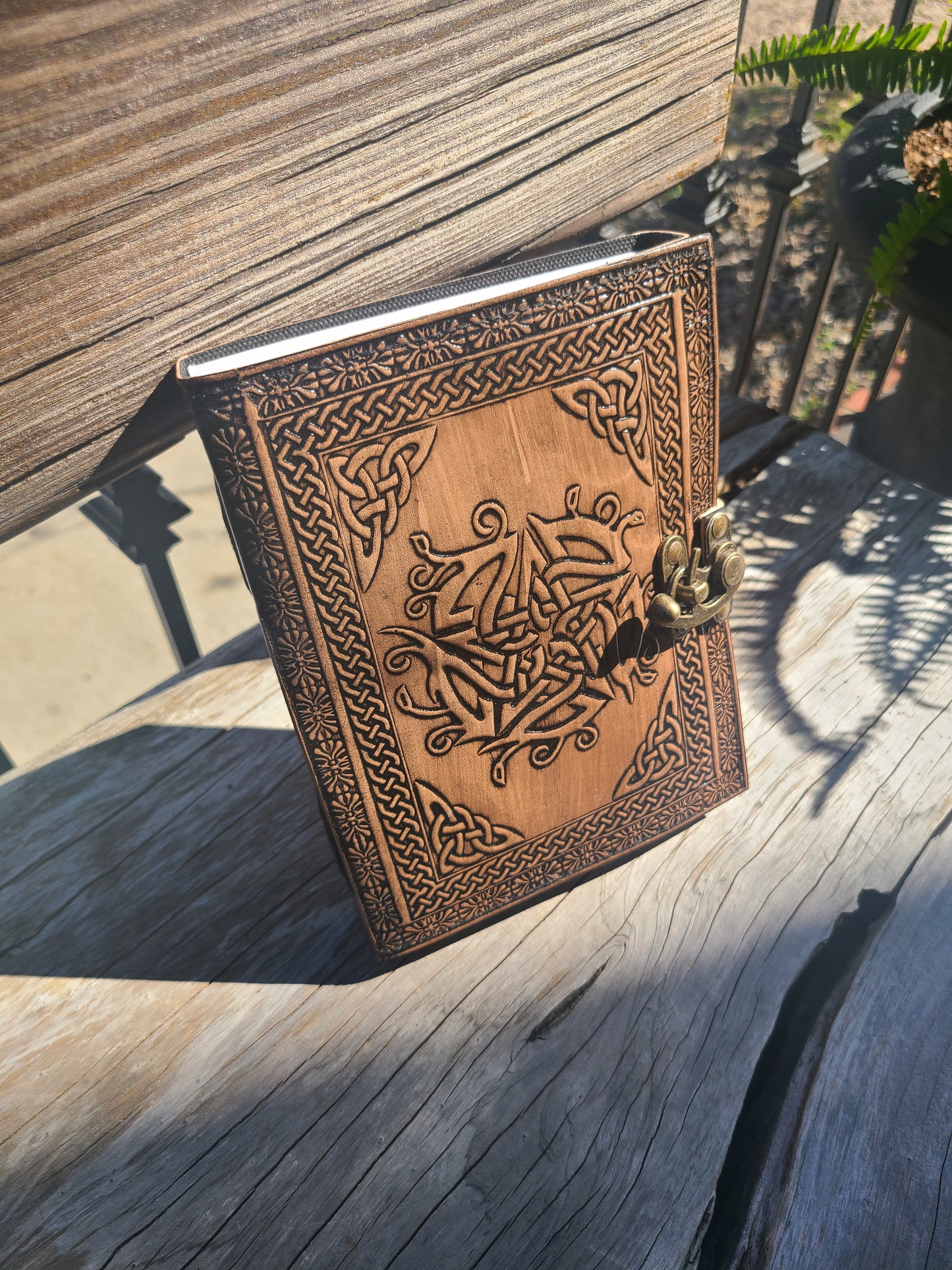 Celtic Infinity Knot and Star Leather Journal-Status Co. Leather Studio