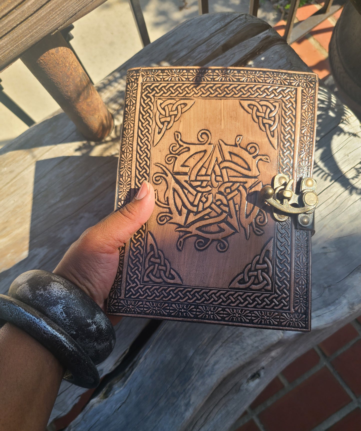 Celtic Infinity Knot and Star Leather Journal-Status Co. Leather Studio