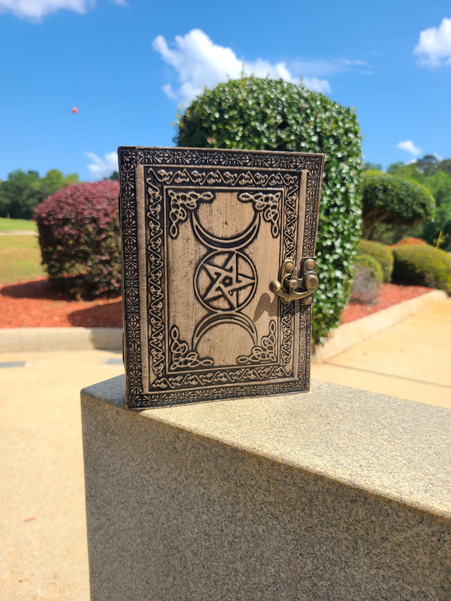 Celtic Triple Moon Goddess Leather Writing Journal-Status Co. Leather Studio