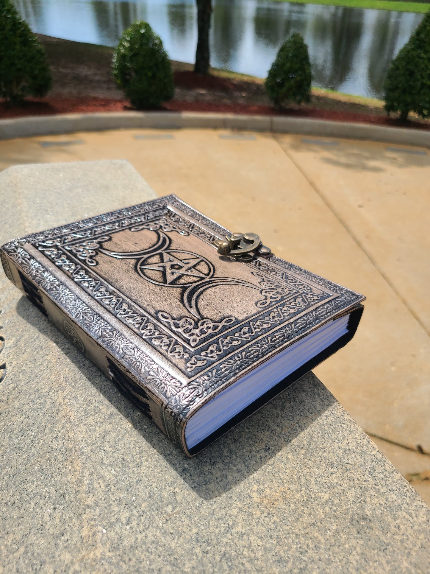 Celtic Triple Moon Goddess Leather Writing Journal-Status Co. Leather Studio