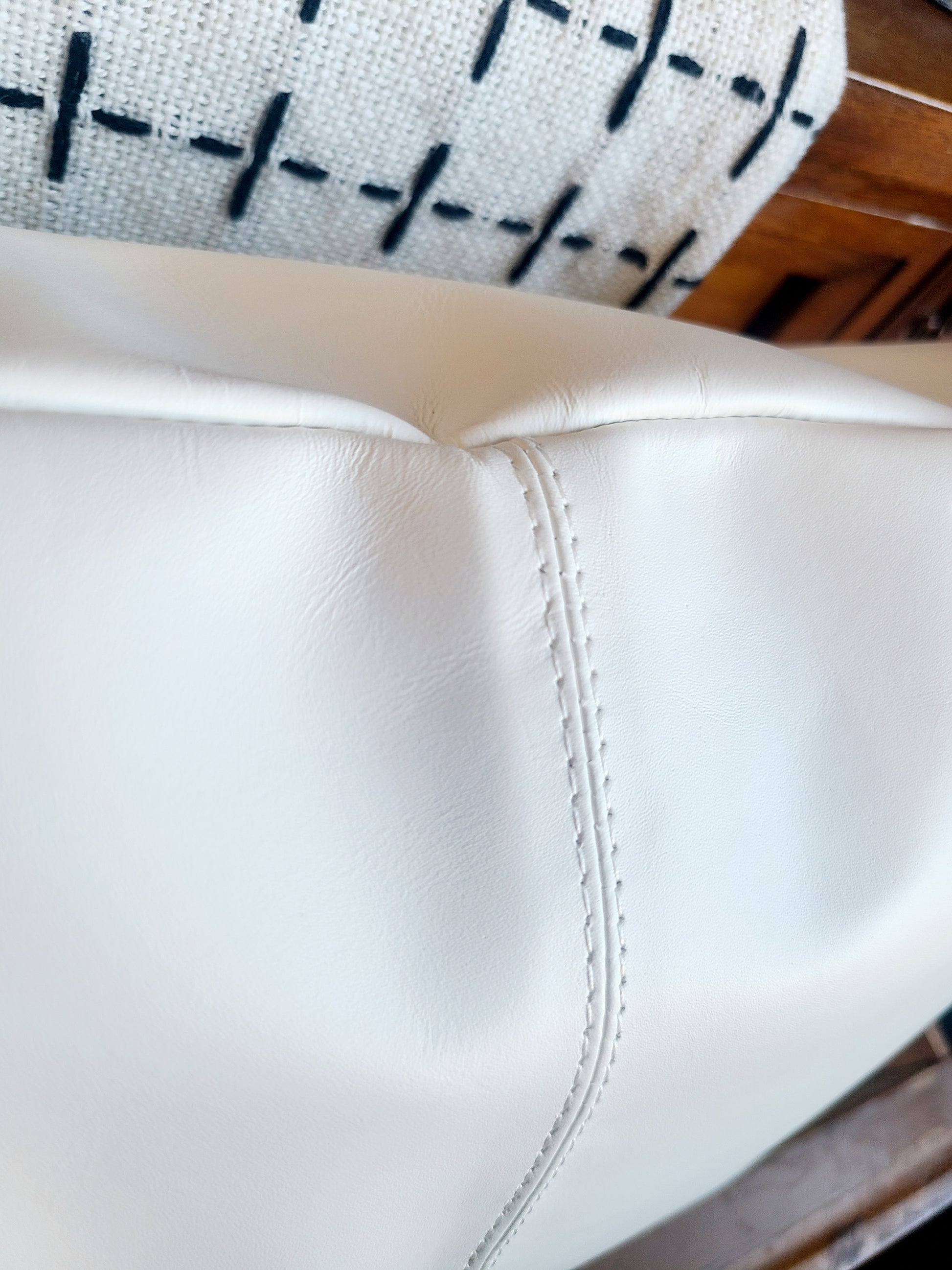 100% Leather Classic White Throw Pillow Cover - 18 x 18-Status Co. Leather Studio