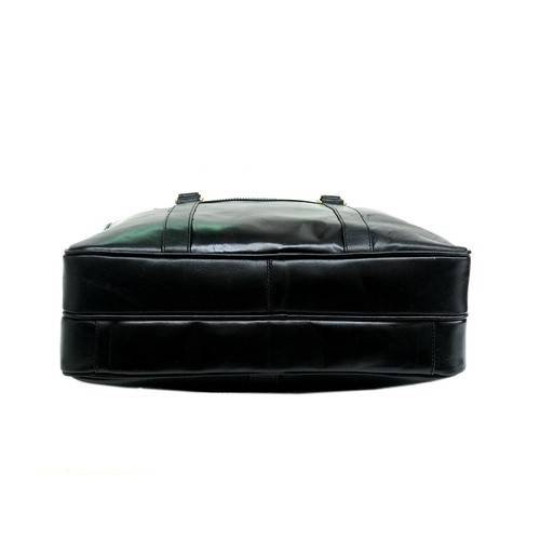 Black Leather Laptop Bag - Dual Zipper Compartment-Status Co. Leather Studio