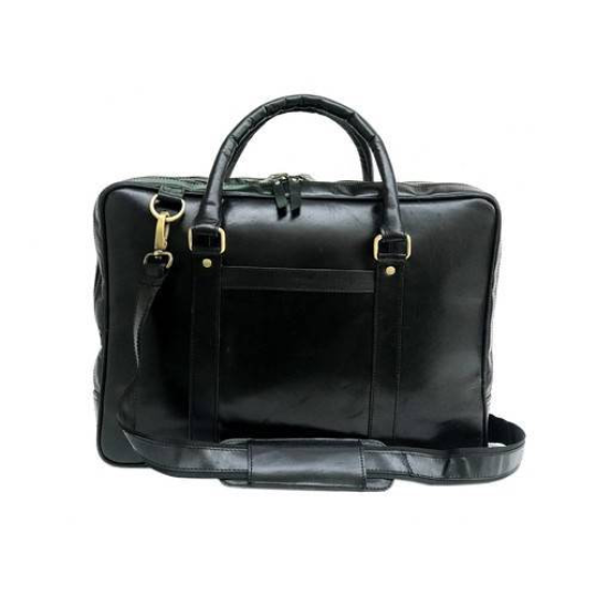 Black Leather Laptop Bag - Dual Zipper Compartment-Status Co. Leather Studio