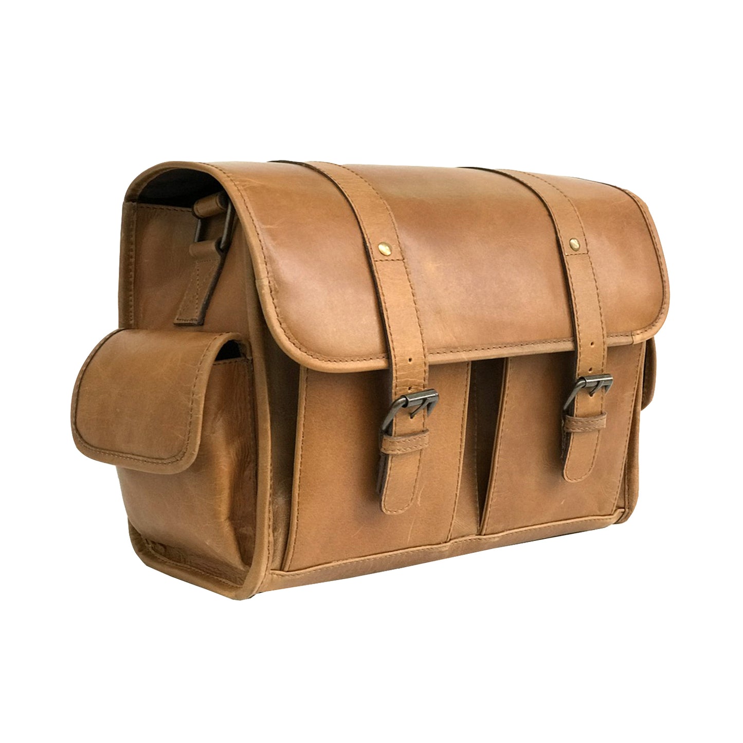 Leather Dual Pocket DSLR / SLR Shoulder Camera Bag-Status Co. Leather Studio