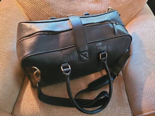Handcrafted Black Cowhide Leather Duffel-Status Co. Leather Studio