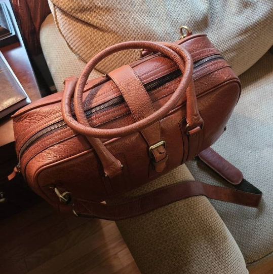 Handcrafted Brown Cowhide Leather Duffel-Status Co. Leather Studio