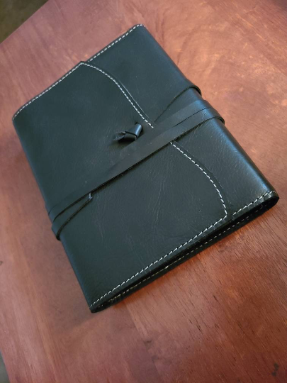 Executive Black Leather Stitched Journal-Status Co. Leather Studio
