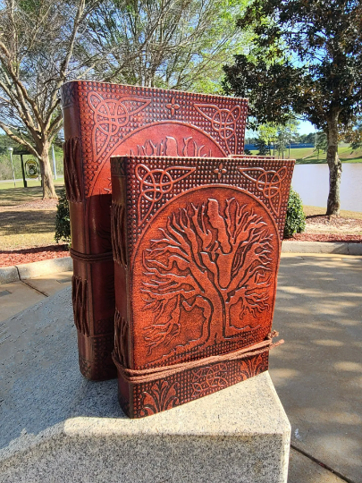 Tree Of Life Red Leather Writing Journal-Status Co. Leather Studio