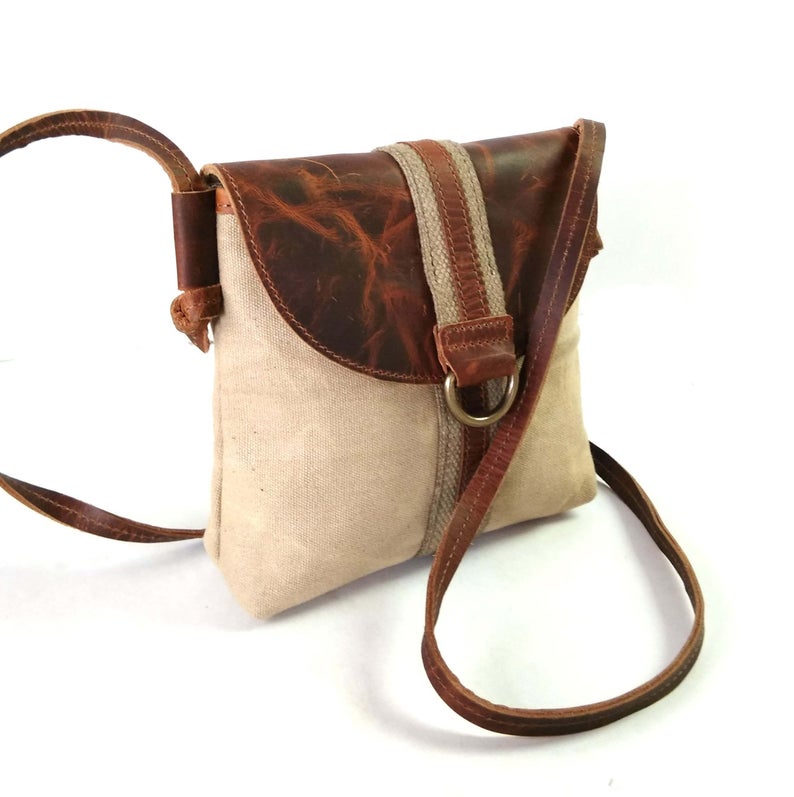 Leather and Canvas Mini Sling Bag-Status Co. Leather Studio