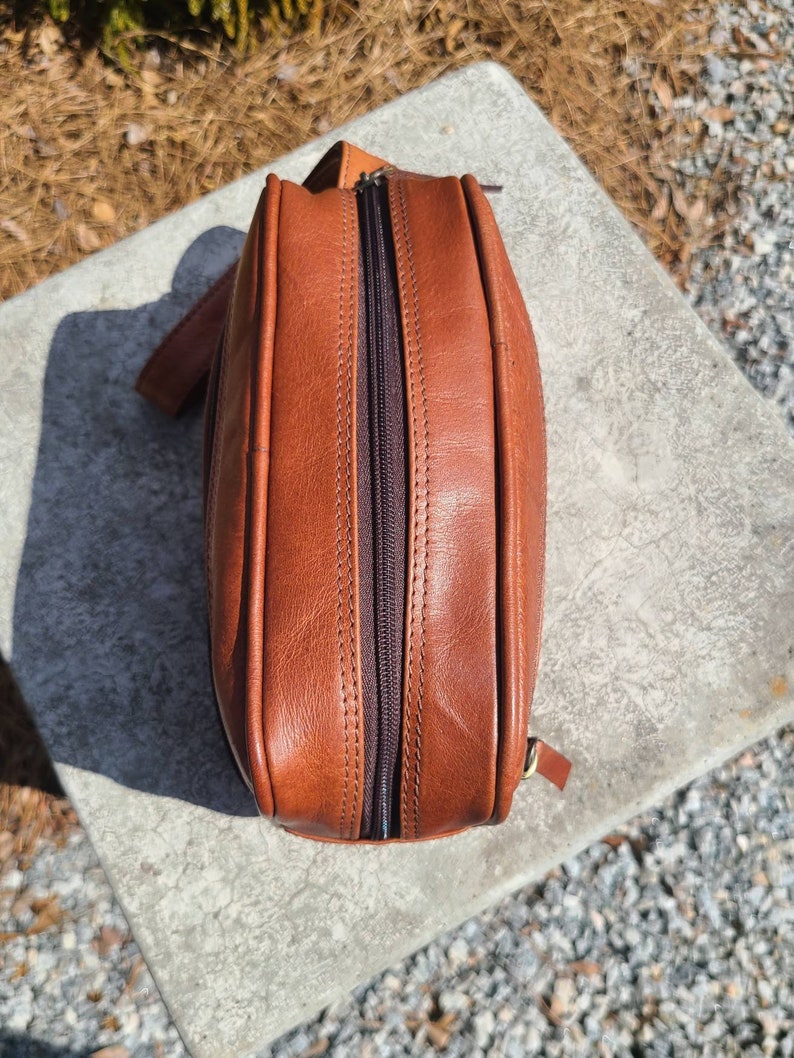 Leather Toiletry Bag - Travel Pouch - Cognac Brown-Status Co. Leather Studio