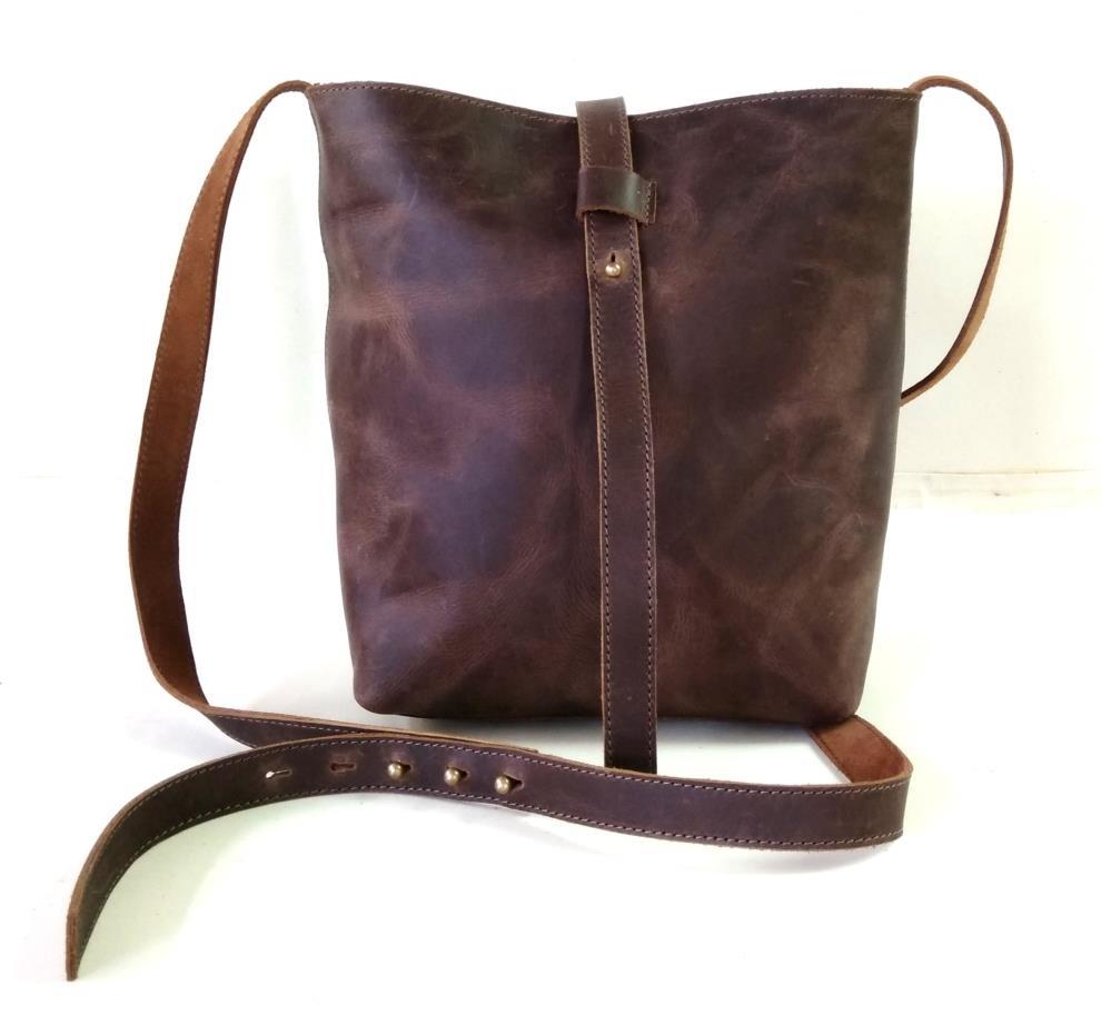 Buffalo Leather Designer Crossbody Bucket Bag-Status Co. Leather Studio